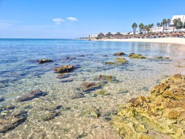 Hammamet, Tunus 'ta bir plajda manzara