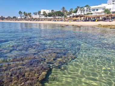 Hammamet, Tunus 'ta bir plajda manzara