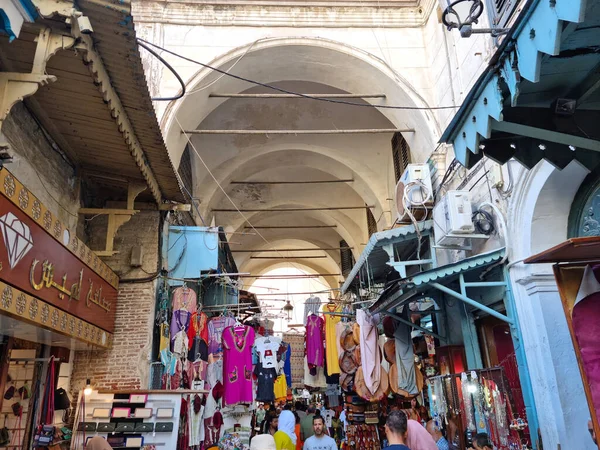 Túnez Túnez Agosto 2022 Personas Caminando Por Barrio Medina Medina — Foto de Stock