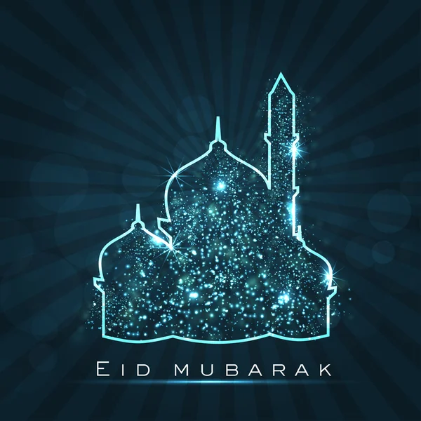 Krásné přání pro eid mubarak festival s lesklou mosq — Stockový vektor