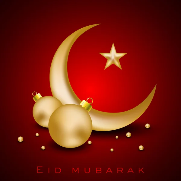 Luna dorada con estrella para el festival Eid Mubarak. EPS 10 . — Vector de stock