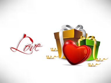 Kırmızı valentine kalp renkli hediye kutuları ile. EPS 10.