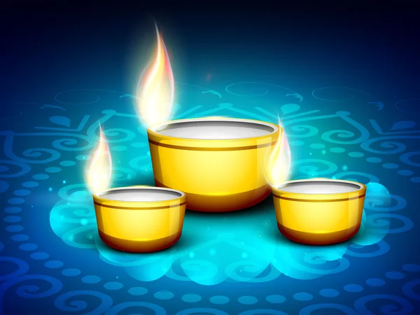 Beautiful illuminating Diya background for Hindu community festival Diwali or Deepawali in India. EPS 10. — Stock Vector