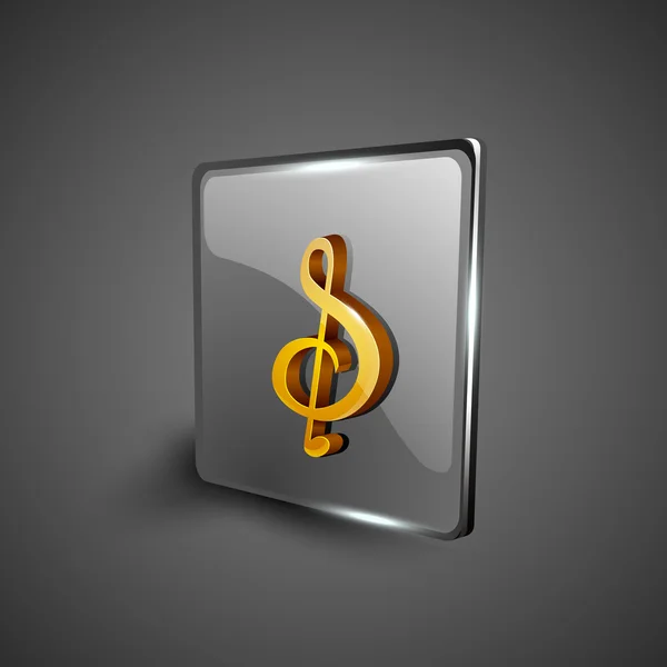 Glossy web 2.0 icône de la musique avec note musicale. SPE 10 . — Image vectorielle