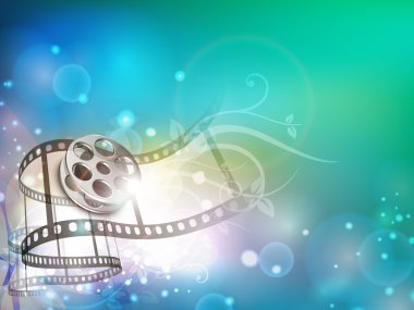 Film şeritli veya parlak renkli film arka plan üzerinde film makarası. EPS