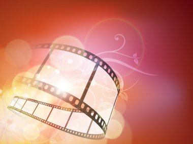 Film şeritli veya parlak renkli film arka plan üzerinde film makarası. EPS