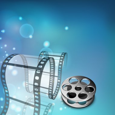 Film şeritli veya parlak renkli film arka plan üzerinde film makarası. EPS