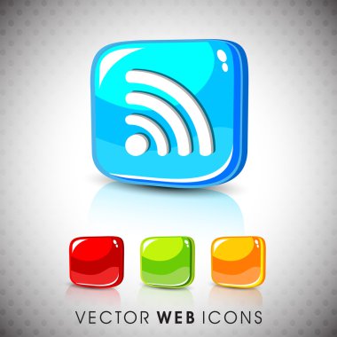 parlak 3d web 2.0 rss içerik sembol simge seti. EPS 10.