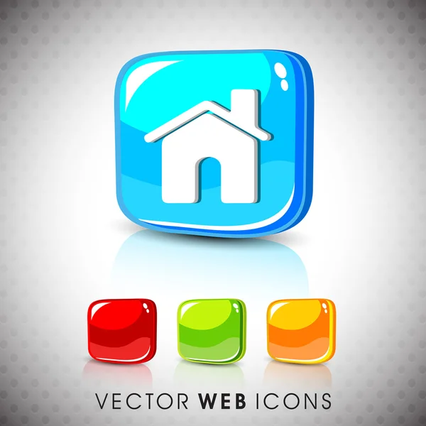 Glossy 3D web 2.0 casa ou homepage símbolo ícone definido. EPS 10 . — Vetor de Stock