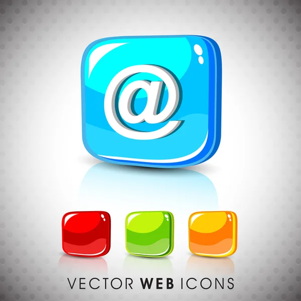 Glossy 3D web 2.0 email address 'at' symbol icon set. EPS 10. — Stock Vector