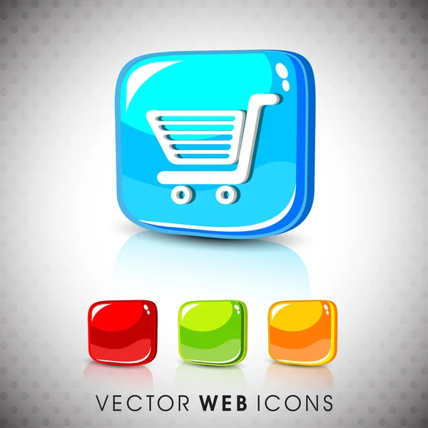 Błyszczący 3d web 2.0 zakupy koszyka zestaw ikon symbol. EPS 10. — Wektor stockowy