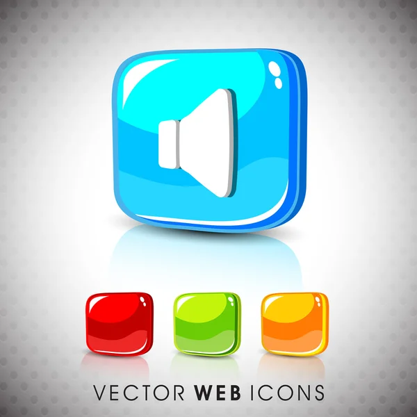 Błyszczący 3d web 2.0 zestaw ikon symbol dźwięku. EPS 10. — Wektor stockowy