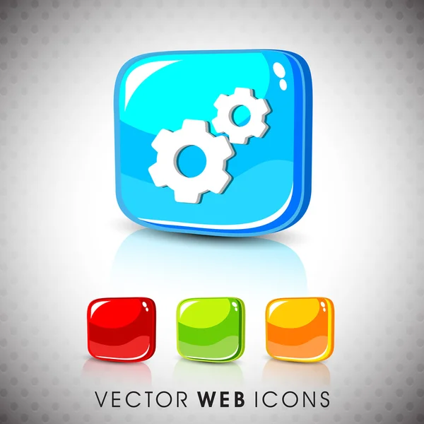 Glossy 3D web 2.0 settings icon set. EPS 10 . — стоковый вектор