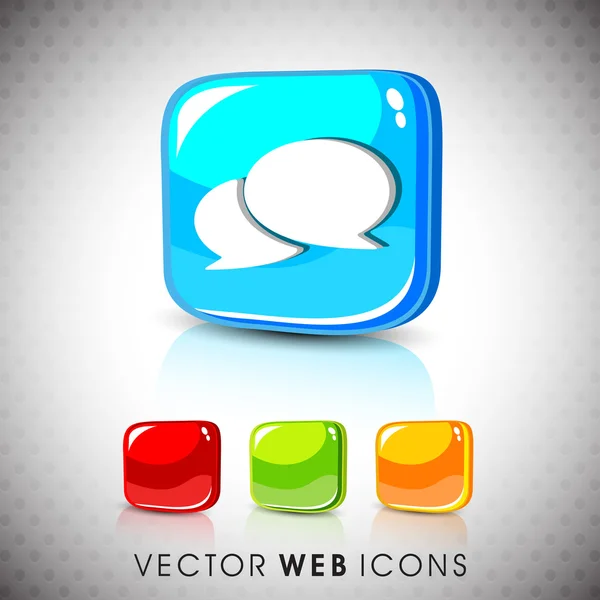 Ensemble d'icônes de symbole messager brillant 3D web 2.0. SPE 10 . — Image vectorielle