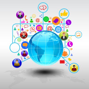 word küre ağları ile sosyal ağ iletişimi soyut. EPS