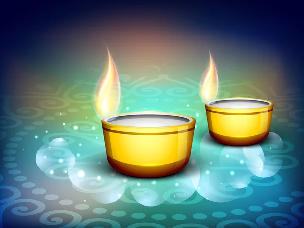 Beautiful illuminating Diya background for Hindu community festi — Stock Vector