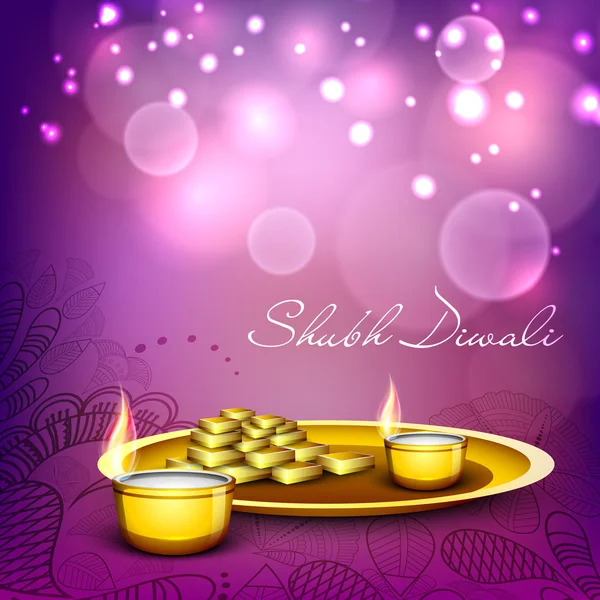 Beautiful illuminating Diya background for Hindu community festi — Stock Vector