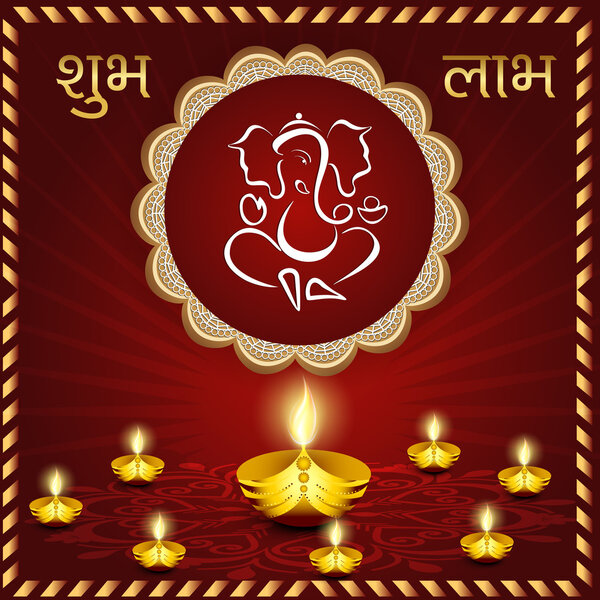 Beautiful illuminating Diya background for Hindu community festi