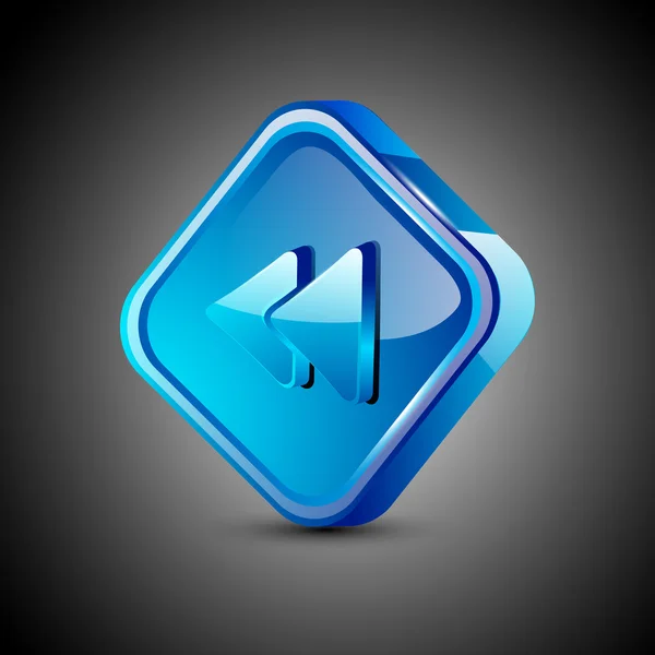 Glossy web 2.0 music icon, previous or rewind button. EPS 10. — Stock Vector