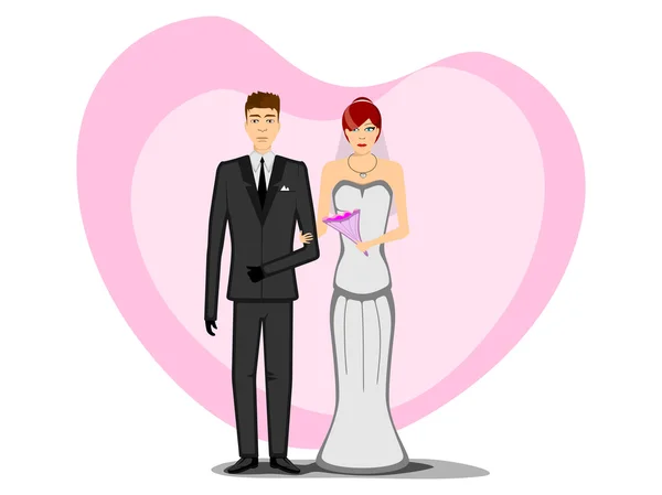 Düğün Gelin Çift. — Stok Vektör