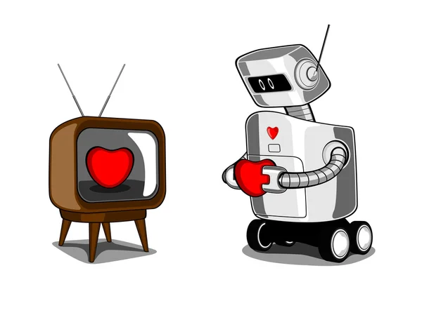 Robot with Heart. — Stock Vector