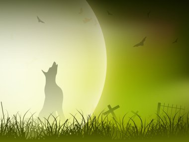 Cadılar Bayramı dolunay gecesi arka plan. EPS 10.