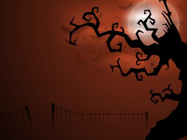 Scary halloween dolunay gecesi arka plan. EPS 10.