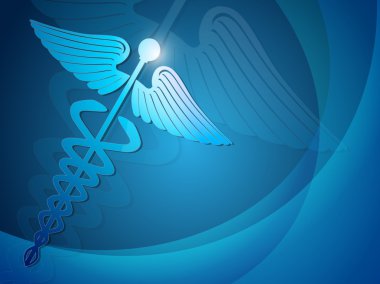 Abstract medical background with 3D caduceus medical symbol. EPS