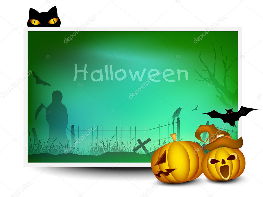 Halloween background with scary pumpkins. EPS 10.