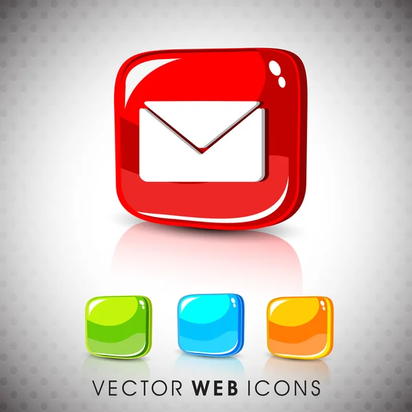 Juego de iconos de símbolo de mensaje web 2.0 en 3D brillante. EPS 10 . — Vector de stock