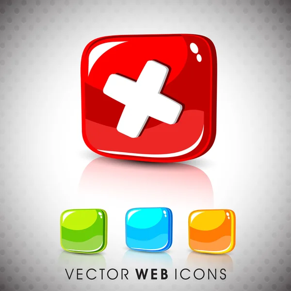 Glossy 3D web 2.0 cross mark validation symbol icon set. EPS 10. — Stock Vector