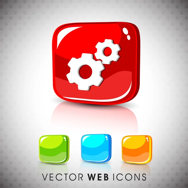 Glossy 3D web 2.0 settings icon set. EPS 10 . — стоковый вектор