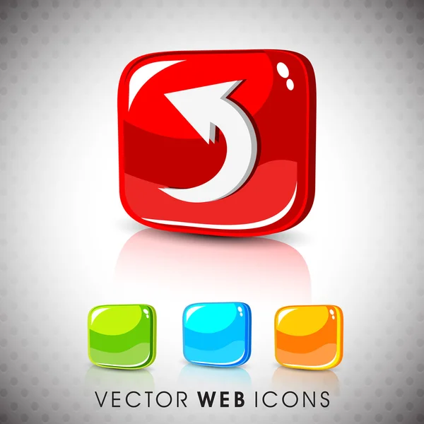 Brillante web 3D 2.0 izquierda icono de flecha icono conjunto. EPS 10 — Vector de stock