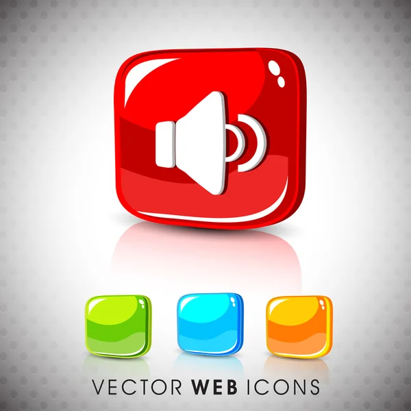 Glossy 3D web 2.0 sound symbol icon set. EPS 10. — Stock Vector