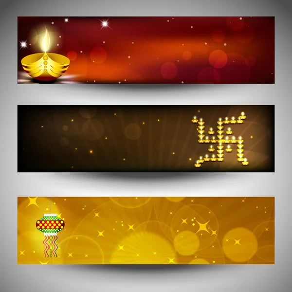 Website headers or banners for for Hindu community festival Diwa — Stock Vector