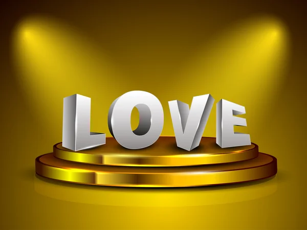 3D love text on golden stage. EPS 10. — Stock Vector