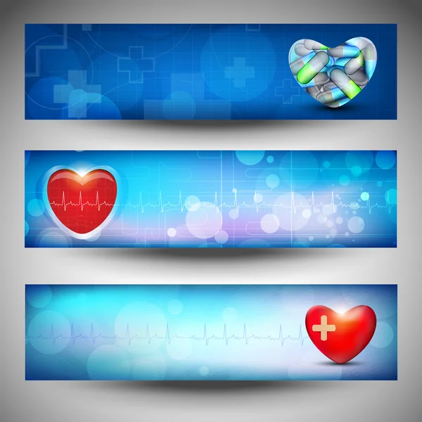 Conjunto de banners médicos o encabezados de sitios web. EPS 10 . — Vector de stock