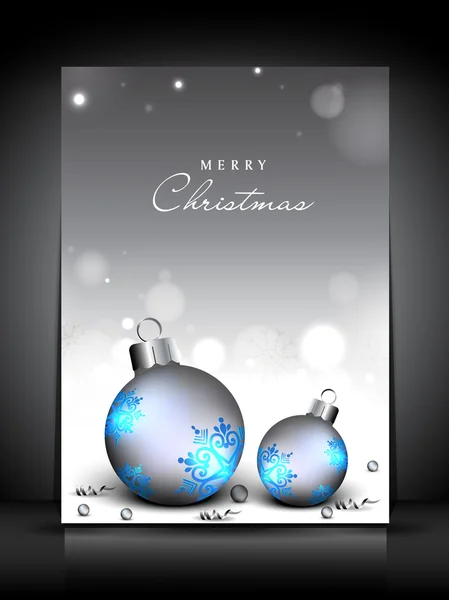 Merry Christmas greeting or gift card with decorative eve balls. — Stock Vector