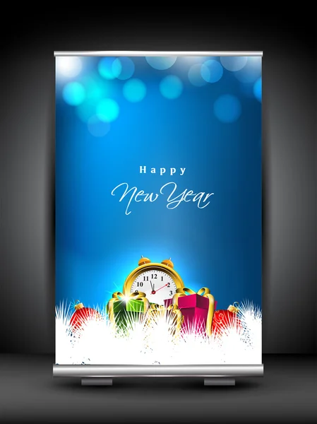 Happy New Year roll up stand banner. EPS 10. — Stock Vector