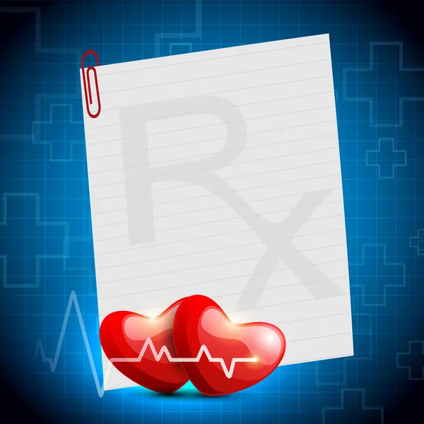 Cardiogram met rood hart vorm op blauwe achtergrond. EPS 10. — Stockvector