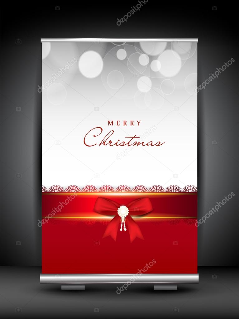 Merry Christmas roll up stand banner. EPS 10.