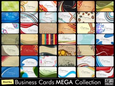 Elegant Abstract Vector Business Cards, Mixed Bag set in various