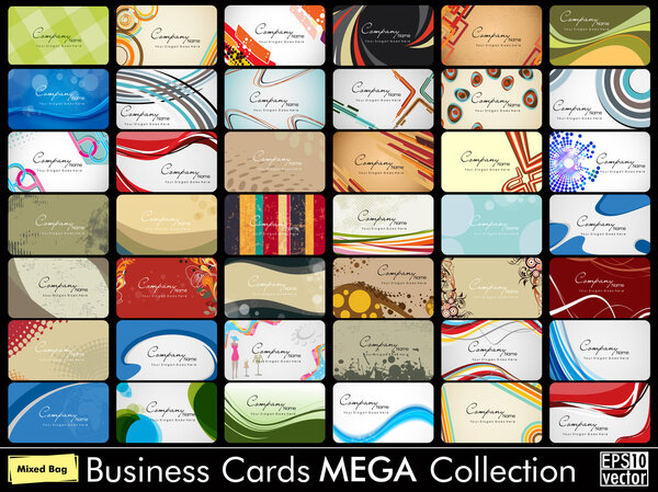 Elegant Abstract Vector Business Cards, Mixed Bag set in various