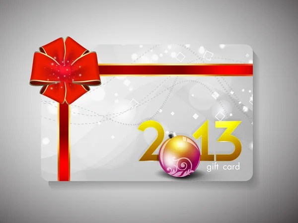Cartão de presente para a celebração Feliz Ano Novo com fita vermelha. EPS 10 — Vetor de Stock
