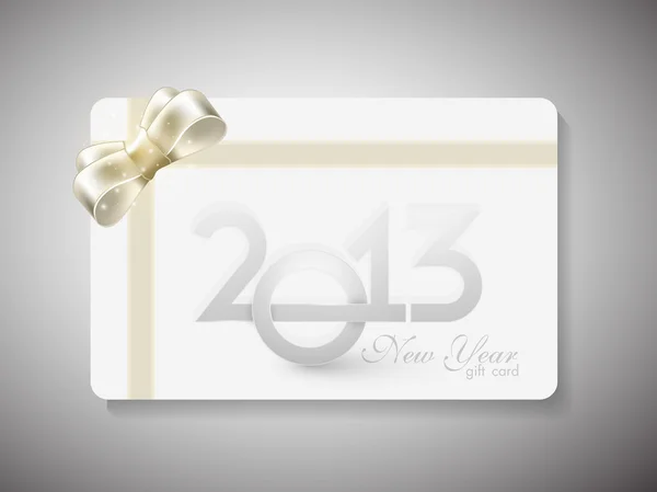 Mutlu yeni yıl kutlama kırmızı kurdele ile hediye kartı. EPS 10 — Stok Vektör