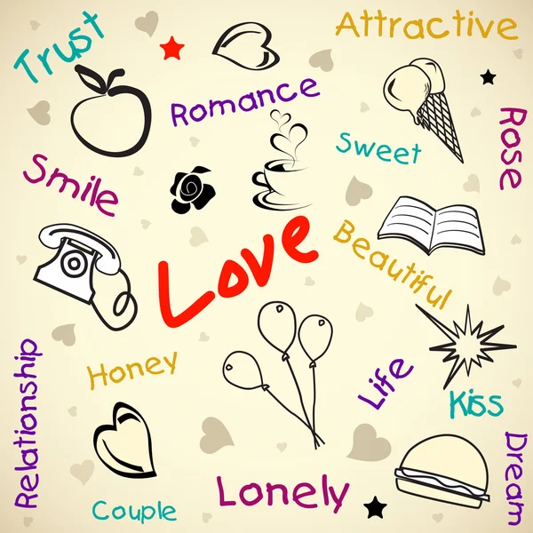 Beautiful valentine background with creative text love. EPS 10. — Stock Vector