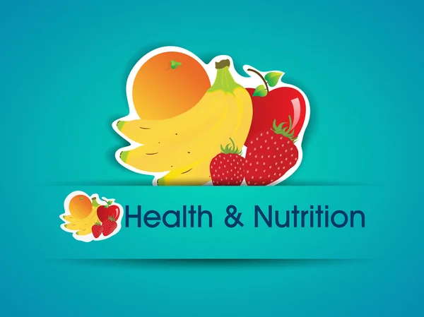 Saúde e Nutrição adesivo com alimentos orgânicos. EPS 10 . — Vetor de Stock