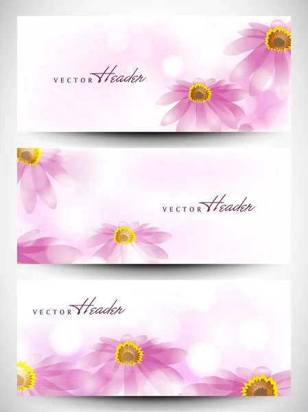 Cabeçalho do site ou banner definido com belo design floral. EPS 1 — Vetor de Stock