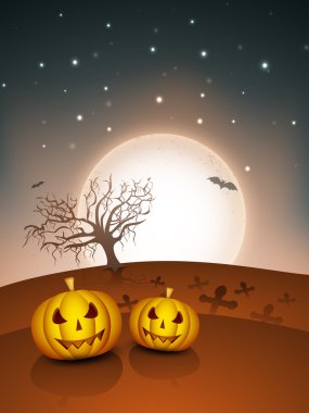 Cadılar Bayramı gecesi korkunç kabaklar arka plan. EPS 10.