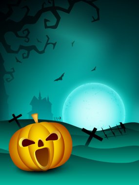 Cadılar Bayramı gecesi korkunç kabaklar arka plan. EPS 10.